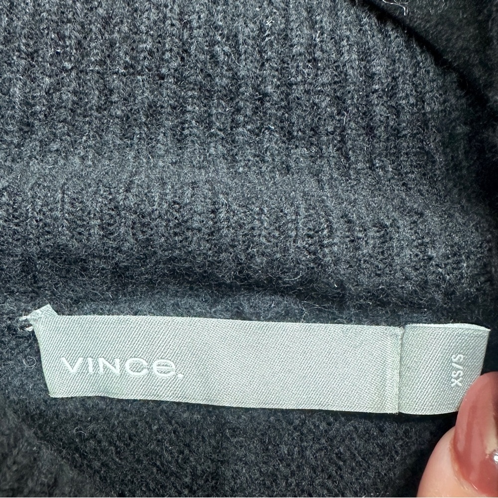 Vince Cashmere Wool Poncho Sweater Cape Shrug XS/S Black Turtleneck Luxury Cozy - Picture 6 of 11